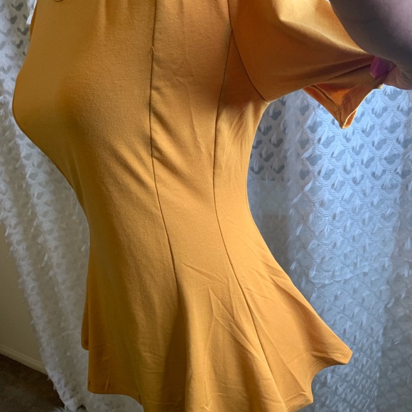 Mustard Peplum Top - Picture 4 of 6